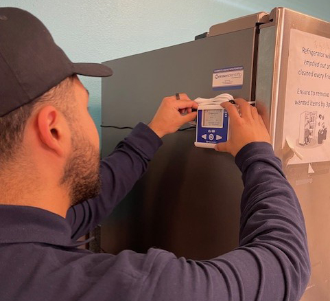 Senso employee conducting a On-Site Temperature Sensor Calibration Service