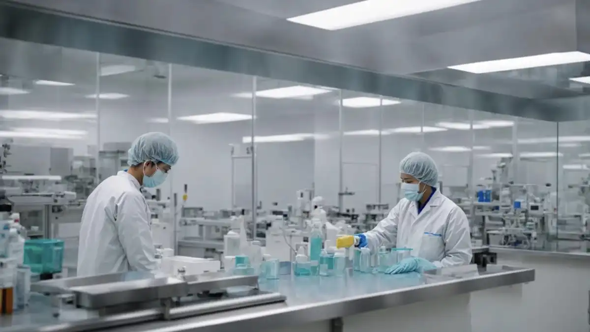 Scientists wearing masks in a lab conducting tests.