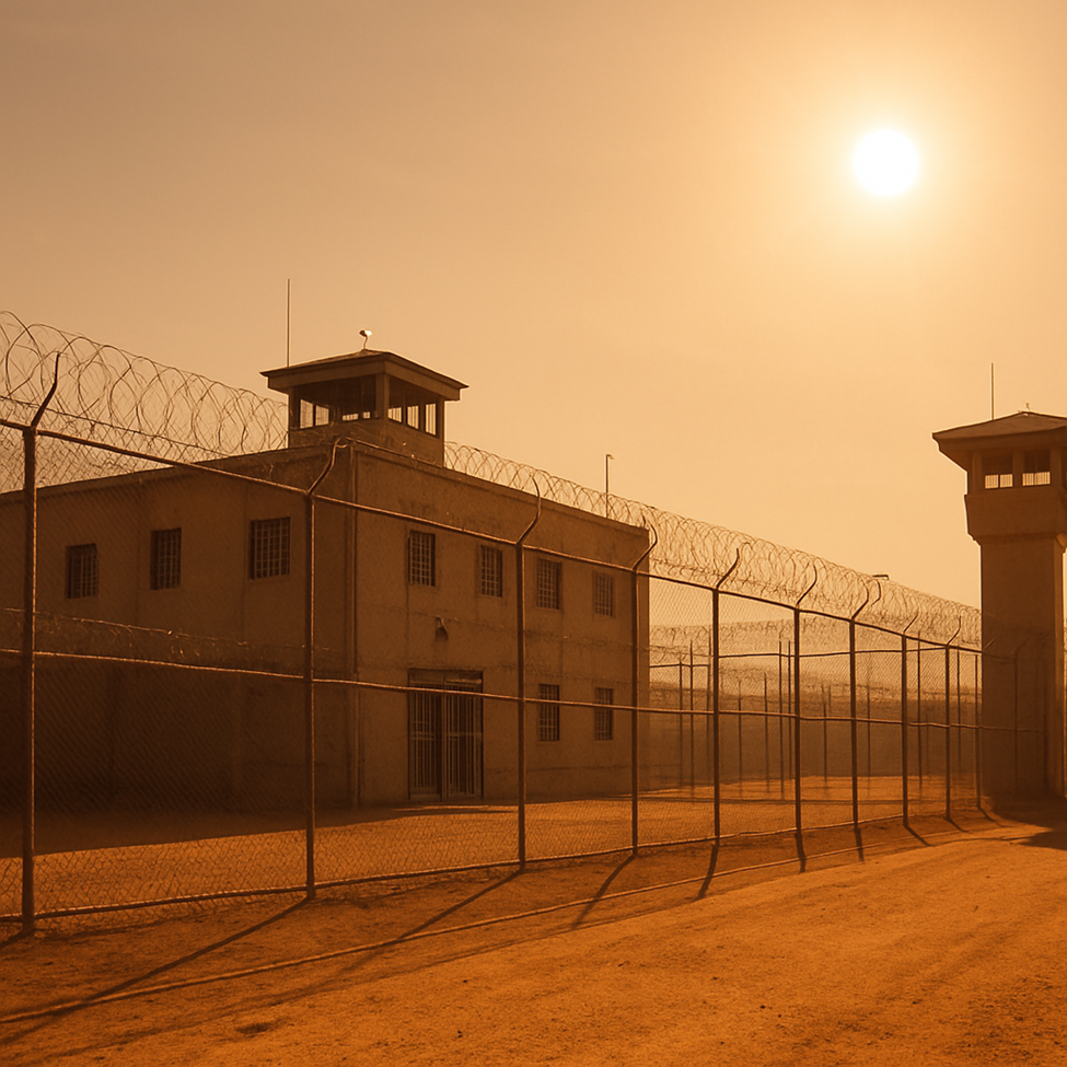 Correctional facility heated by the sweltering sun.