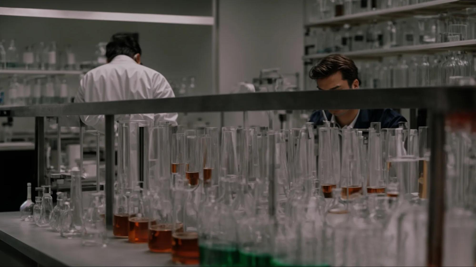 Two researchers in a laboratory.